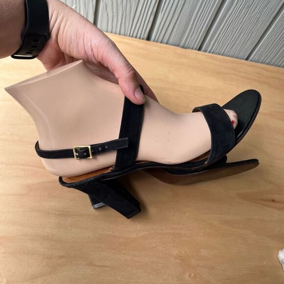 Vintage 60s/70s Pappagallo Black Suede Heeled Sandals Made in Spain 8.5N - Picture 11 of 11